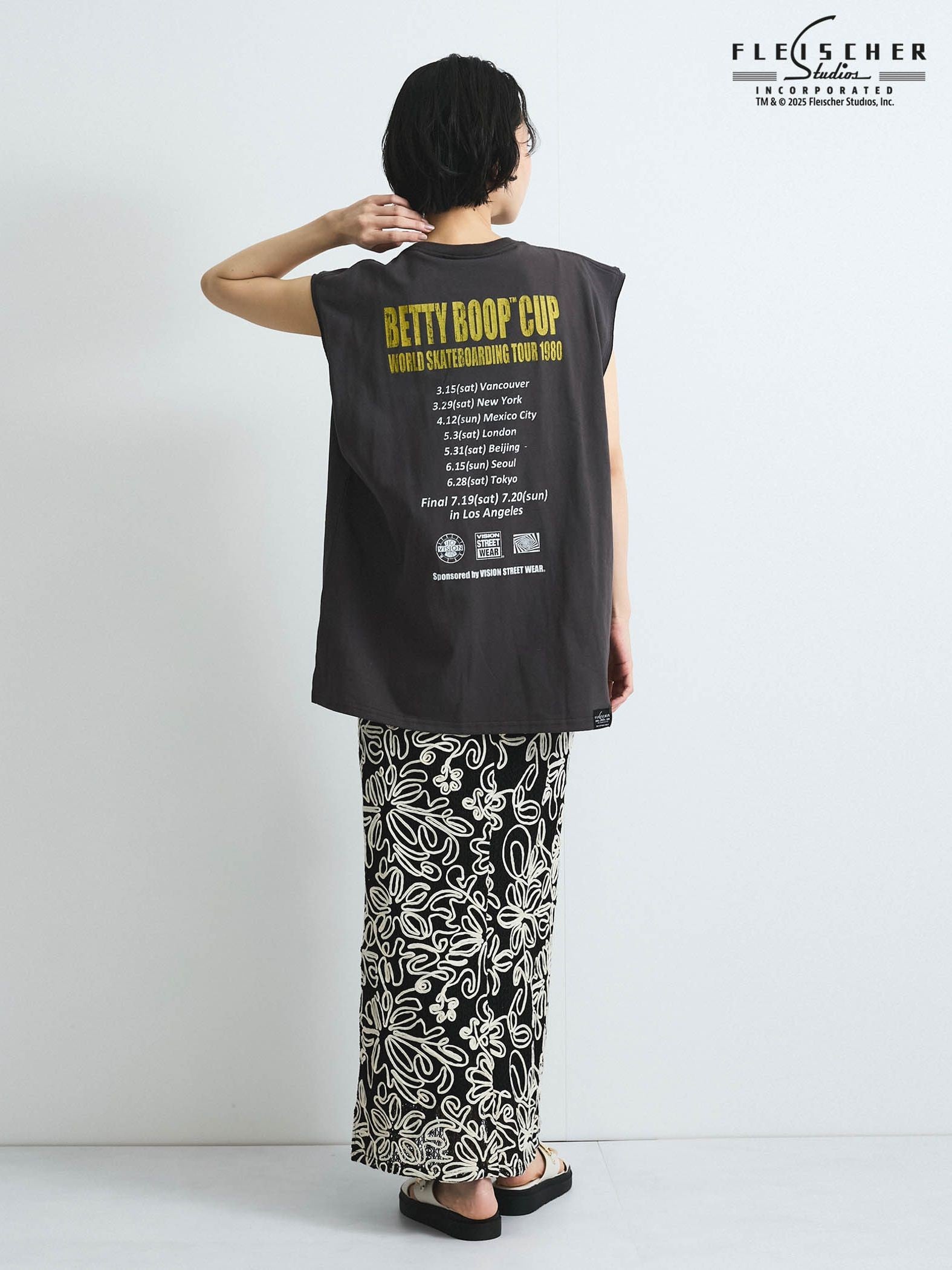【VISION × Betty Boop™】ヴィンテージツアーノースリＴシャツ≪洗濯機で洗える≫