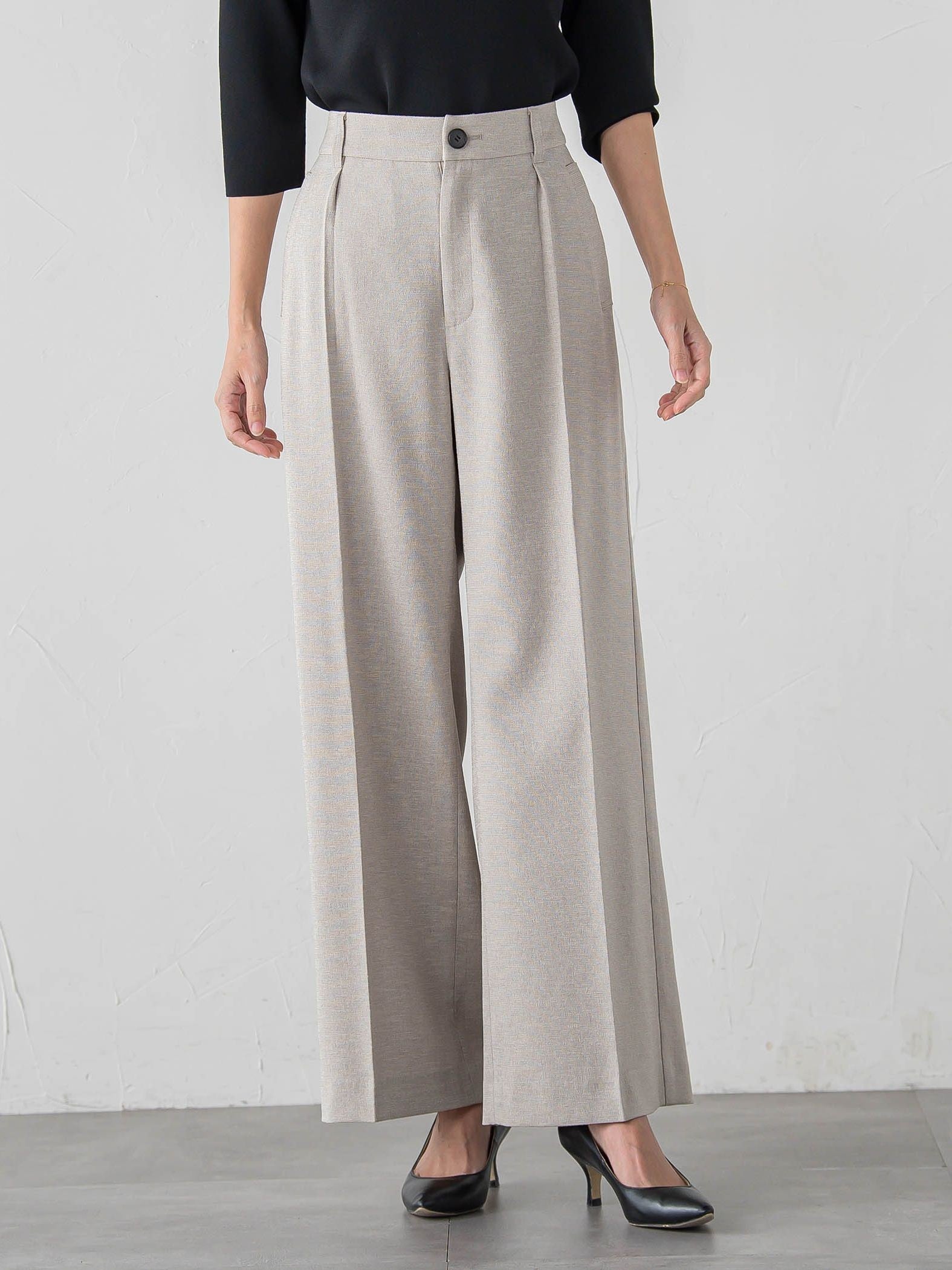 【大きいサイズ】リネンライクオックスパンツ