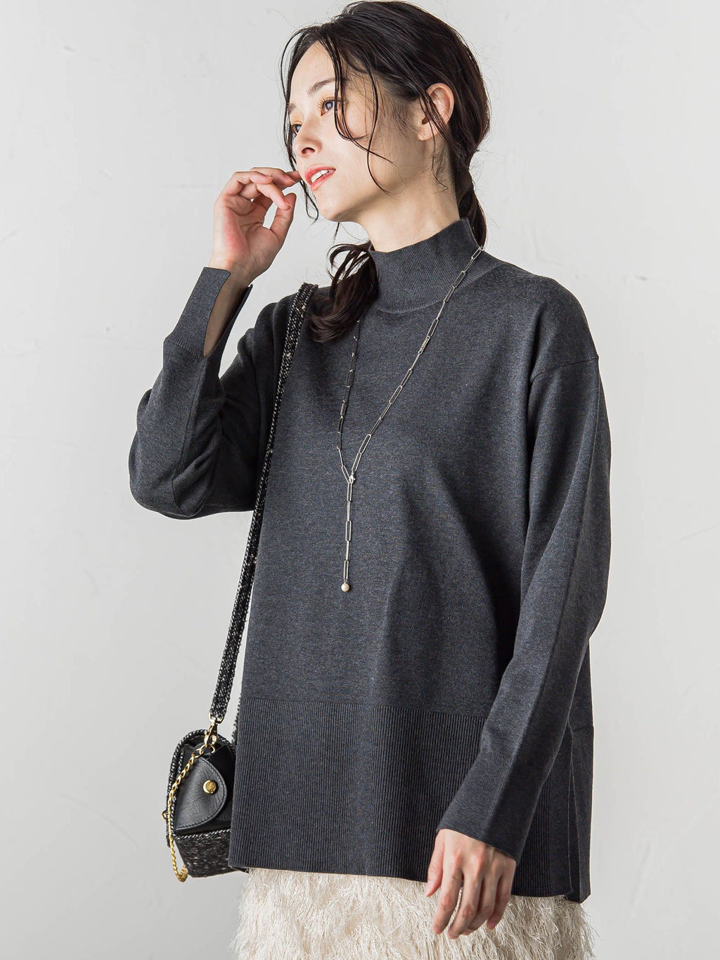 WEB限定】ボクシーハイネックニット≪手洗い可能  