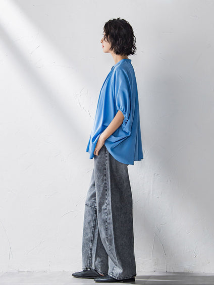 【WEB限定】デニムカーブパンツ≪洗濯機で洗える≫