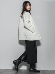 モスダンボール×中綿キルティングノーカラーコート≪手洗い可能≫
