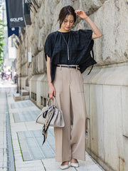 タックレスワイドチノパンツ≪洗濯機で洗える≫