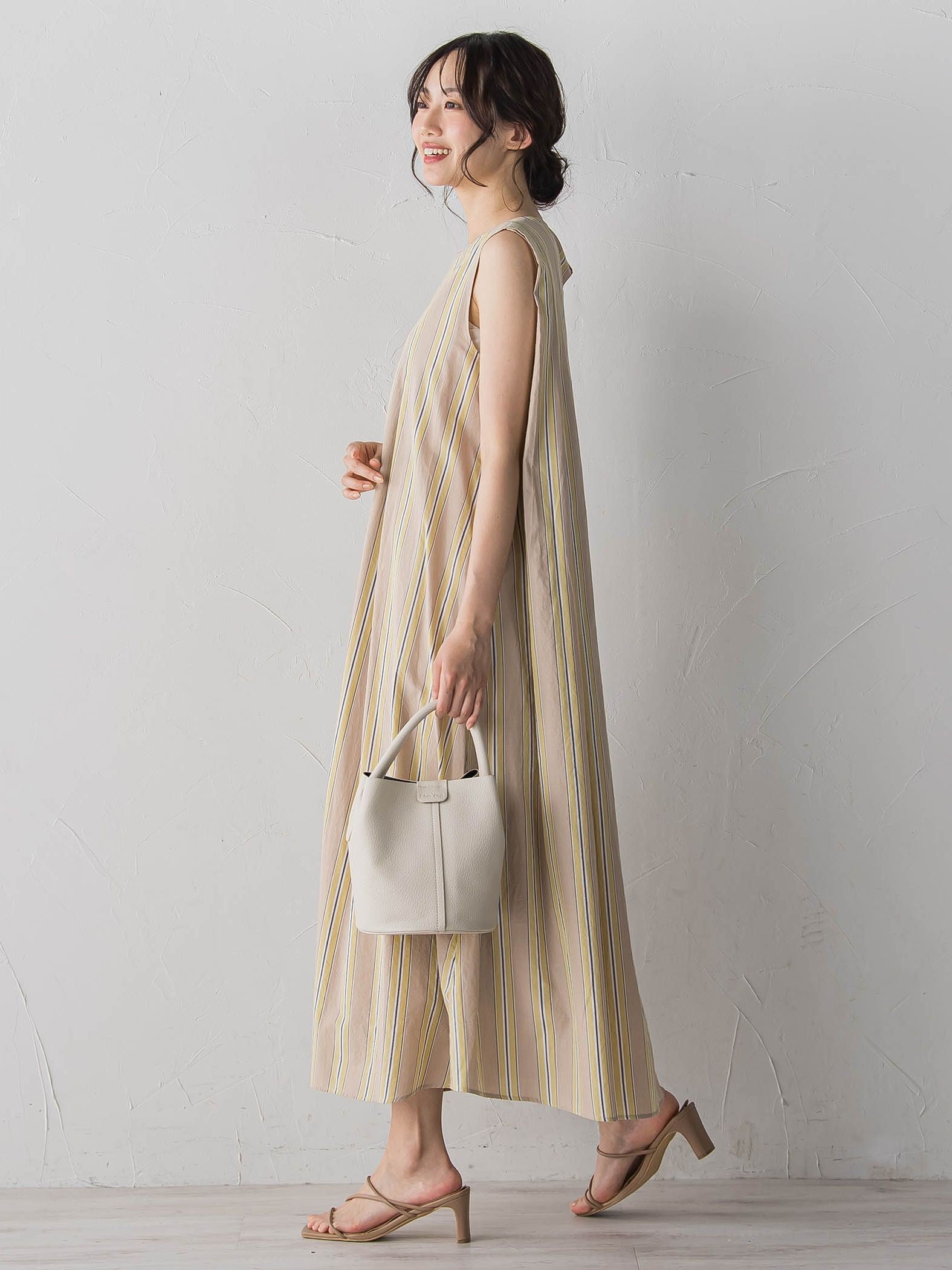 MULTI COTTONストライプワンピース
