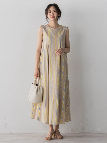MULTI COTTONストライプワンピース
