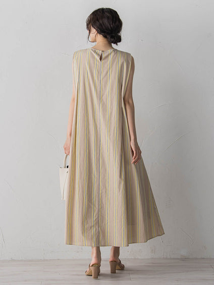 MULTI COTTONストライプワンピース