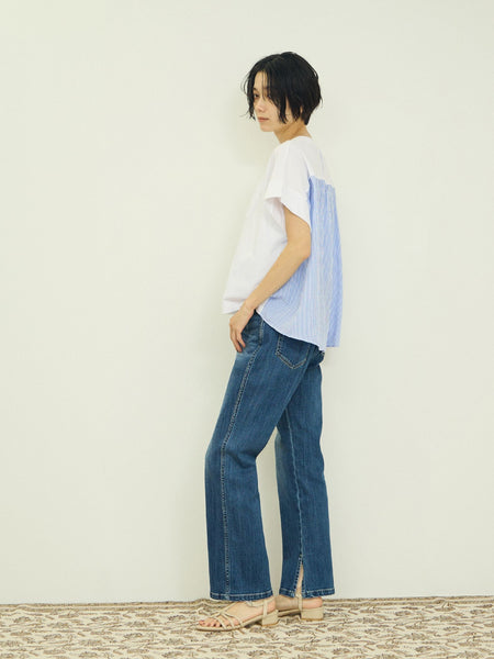 ストライプ切替プルオーバー