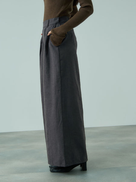 フィブリルサテンラップワイドパンツ≪洗濯機で洗える≫