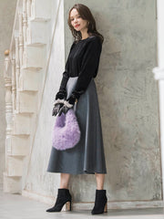 パフ袖ベロアカットソー≪手洗い可能≫