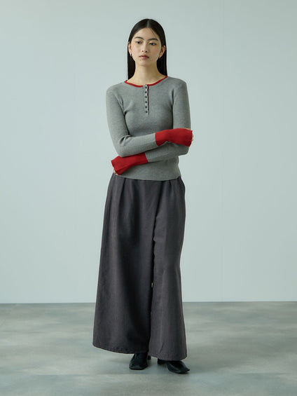 フィブリルサテンラップワイドパンツ≪洗濯機で洗える≫