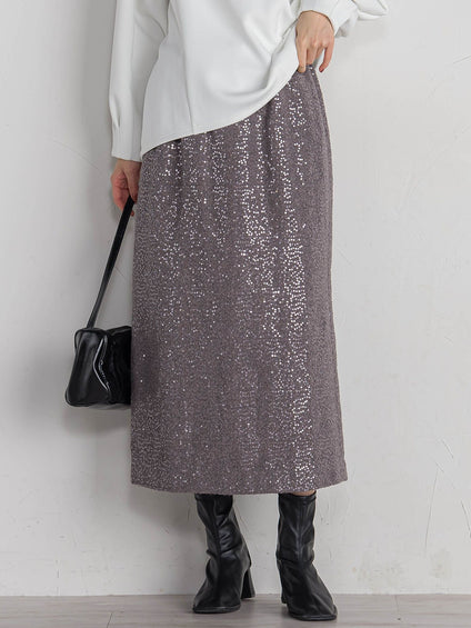 スパンコールIラインスカート≪手洗い可能≫