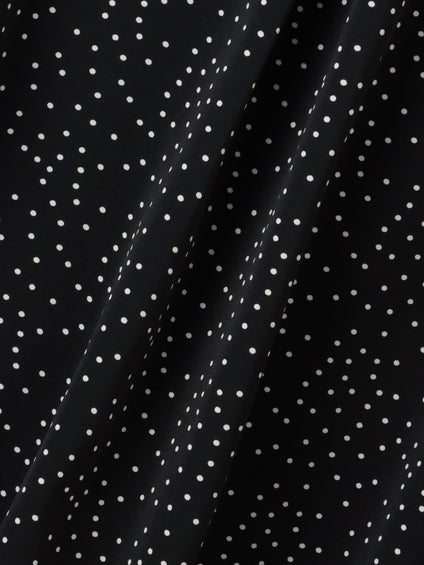 デシンVネックフリルドットボウタイブラウス