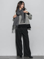 【ふわもち】ボーダーニット≪洗濯機で洗える≫