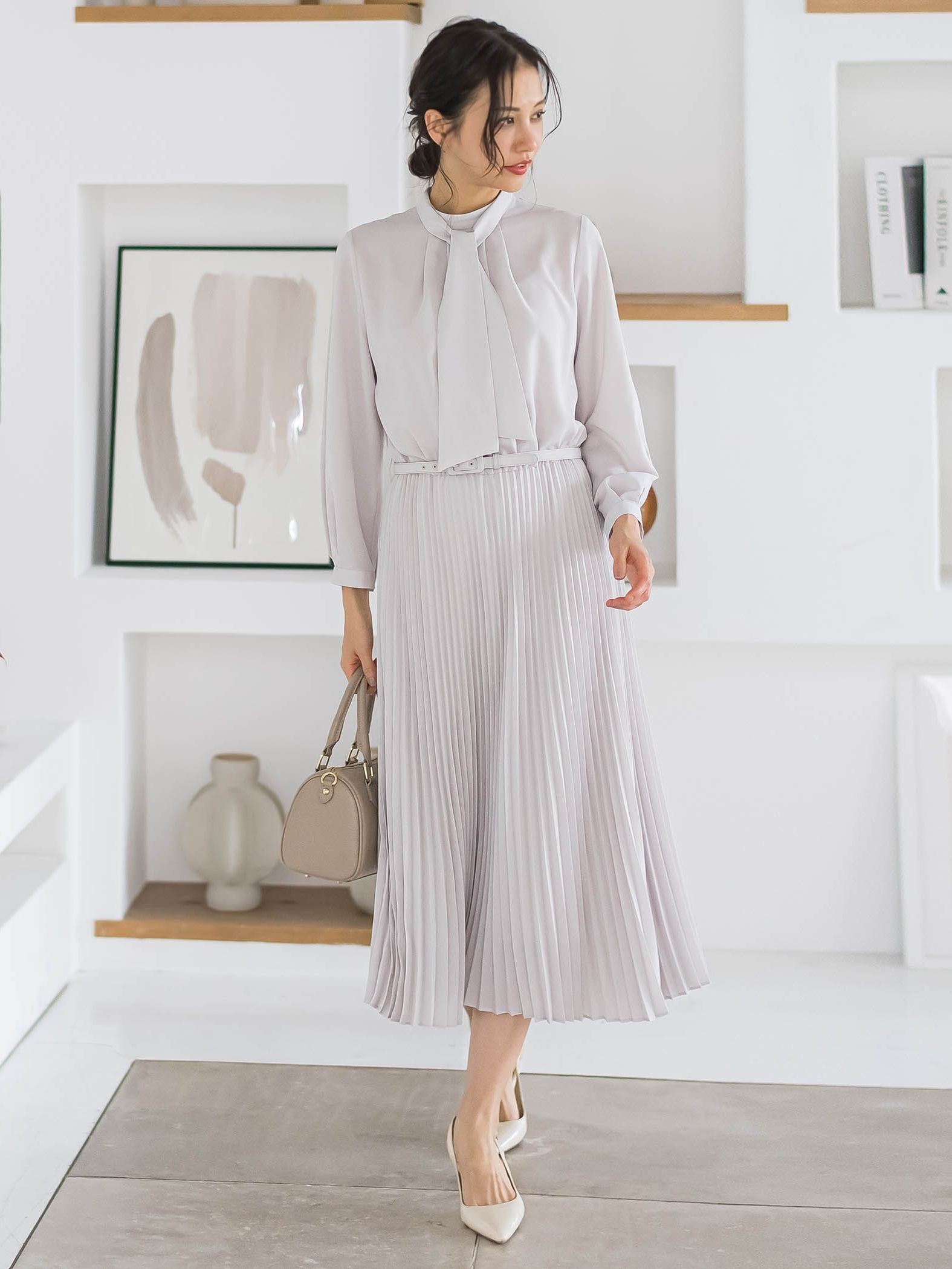 【WEB限定 13号】ボウタイフォーマルワンピース≪洗える≫