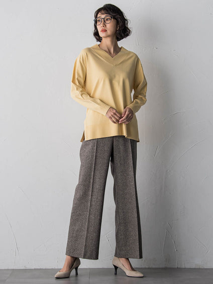 【大きいサイズ】ウールラメシャンブレーパンツ