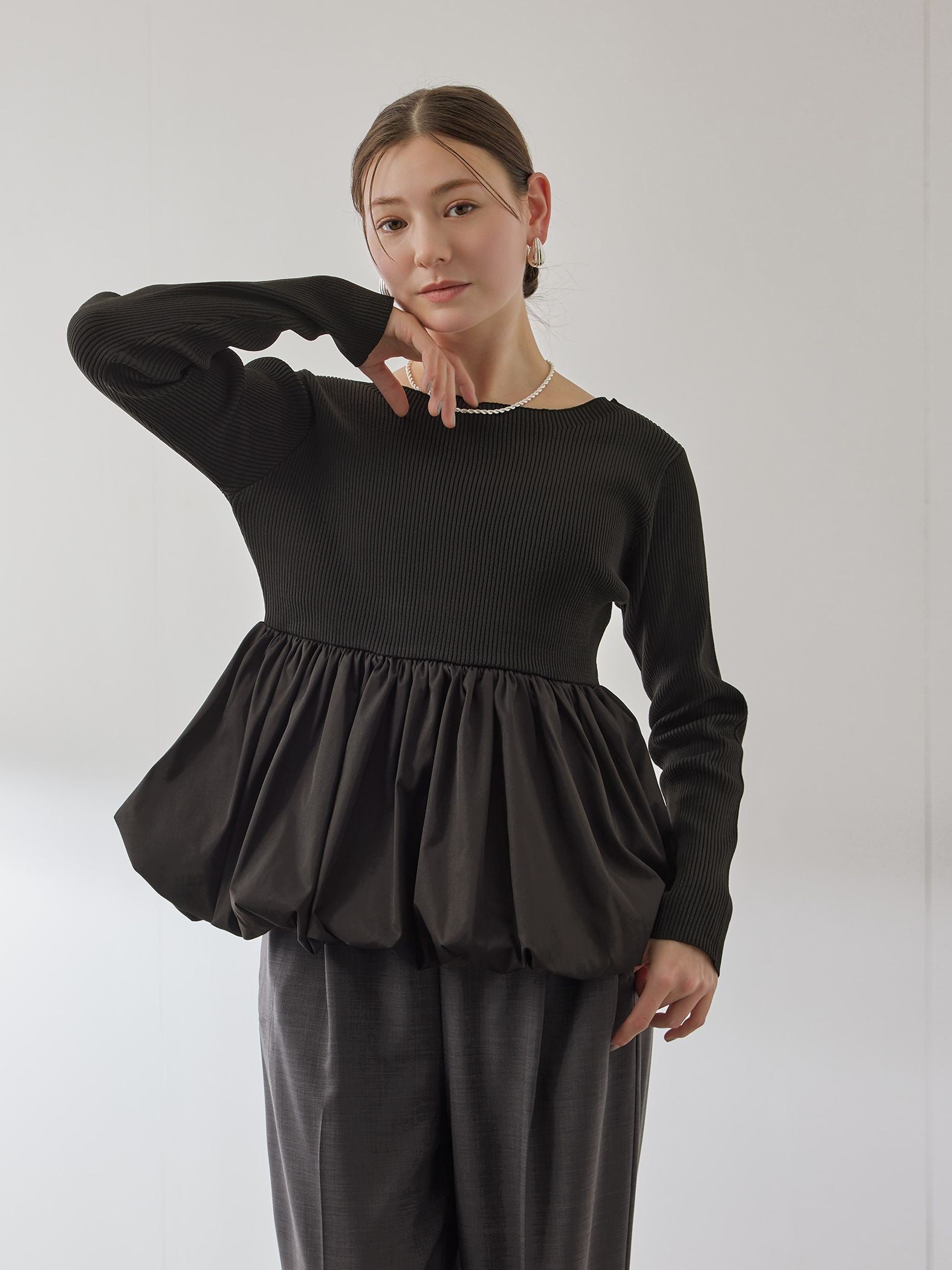 スポンディッシュニットバルーンプルオーバー≪手洗い可能≫