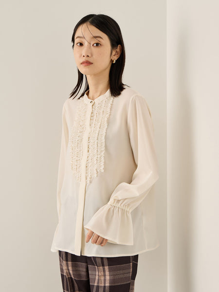 ポライトジョーゼットフリルブラウス≪手洗い可能≫