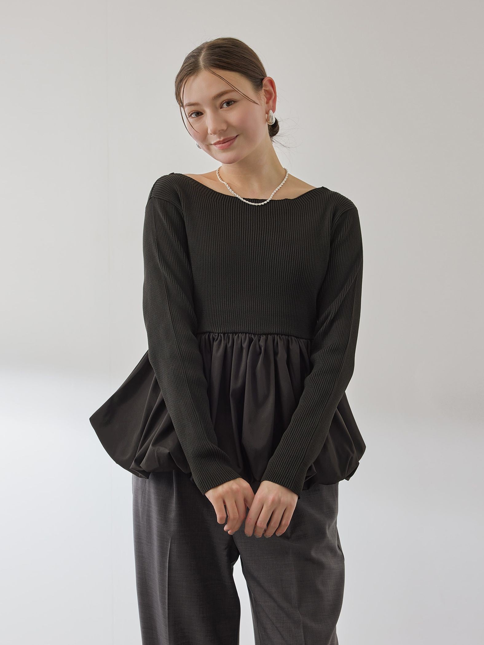 スポンディッシュニットバルーンプルオーバー≪手洗い可能≫