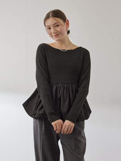 スポンディッシュニットバルーンプルオーバー≪手洗い可能≫