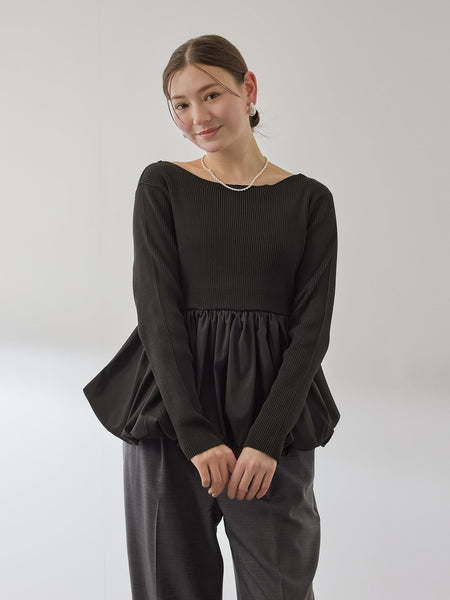 スポンディッシュニットバルーンプルオーバー≪手洗い可能≫