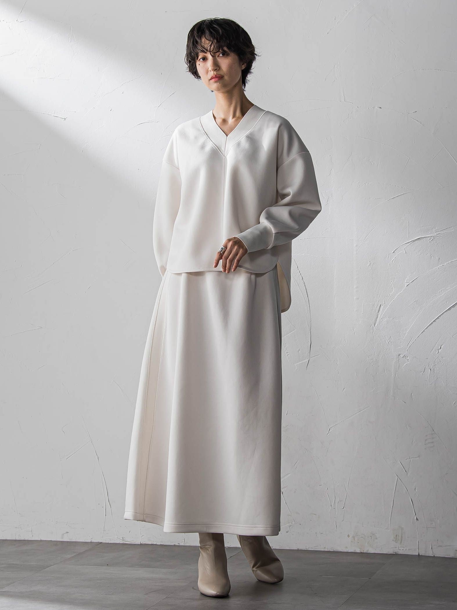 軽量ボンディングスカートセットアップ≪洗濯機で洗える≫