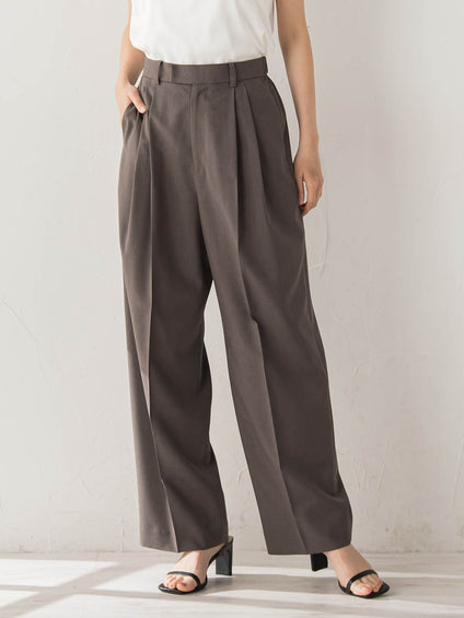 サスペンダー付き2タックパンツ