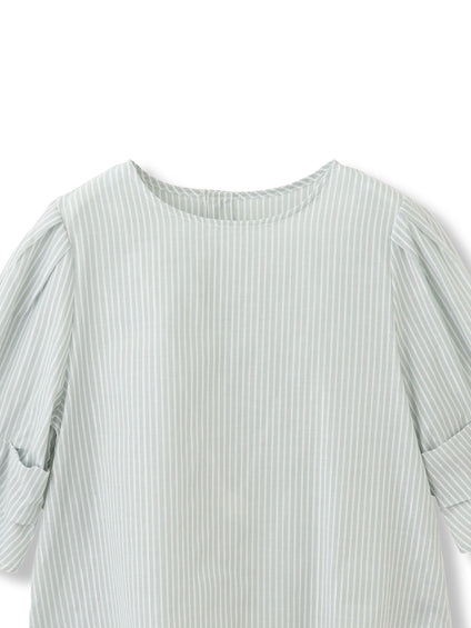 【WEB限定】ラメストライプ袖タックブラウス ≪手洗い可能≫
