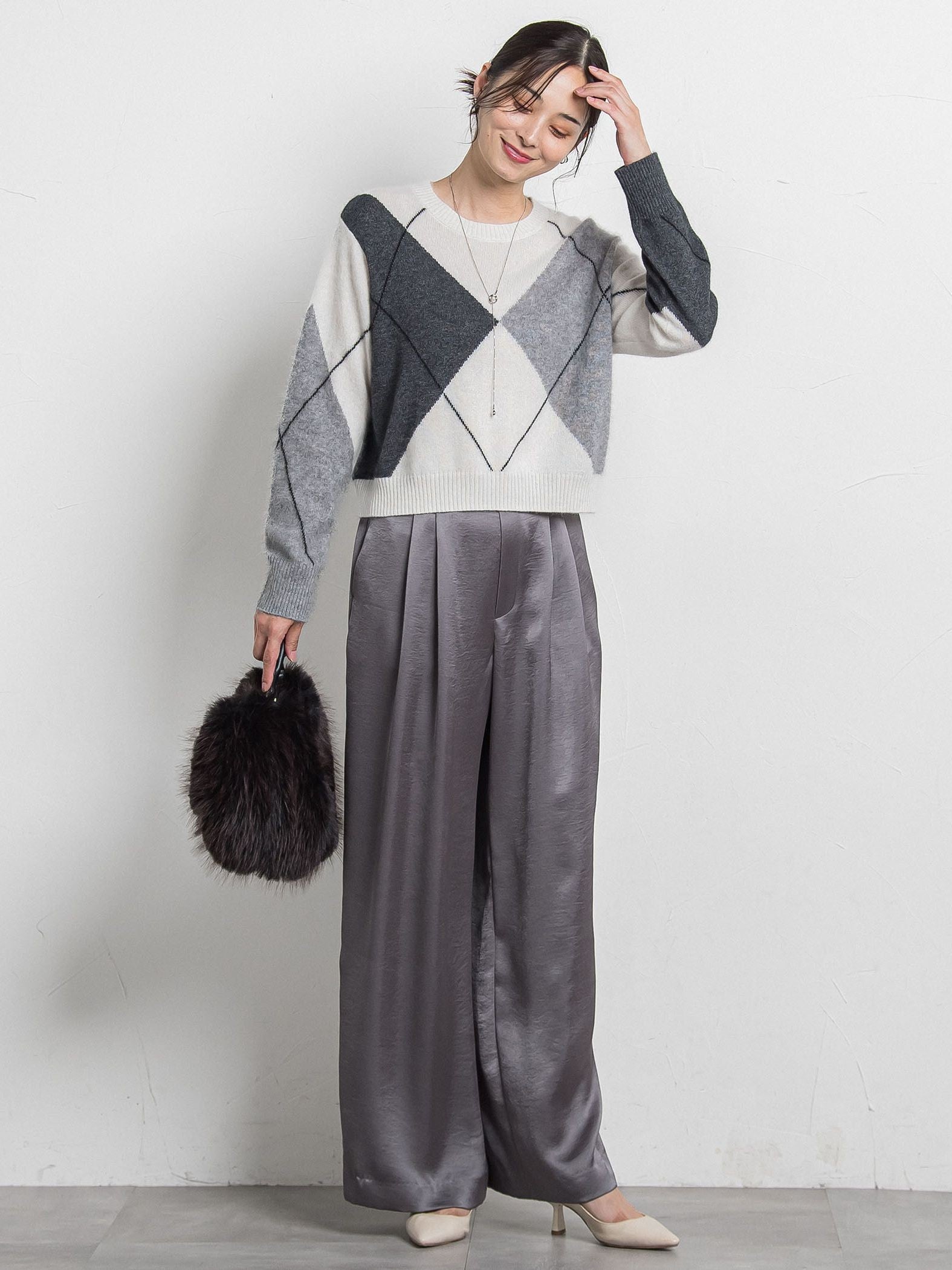 カリーヌサテンパンツ≪洗える≫