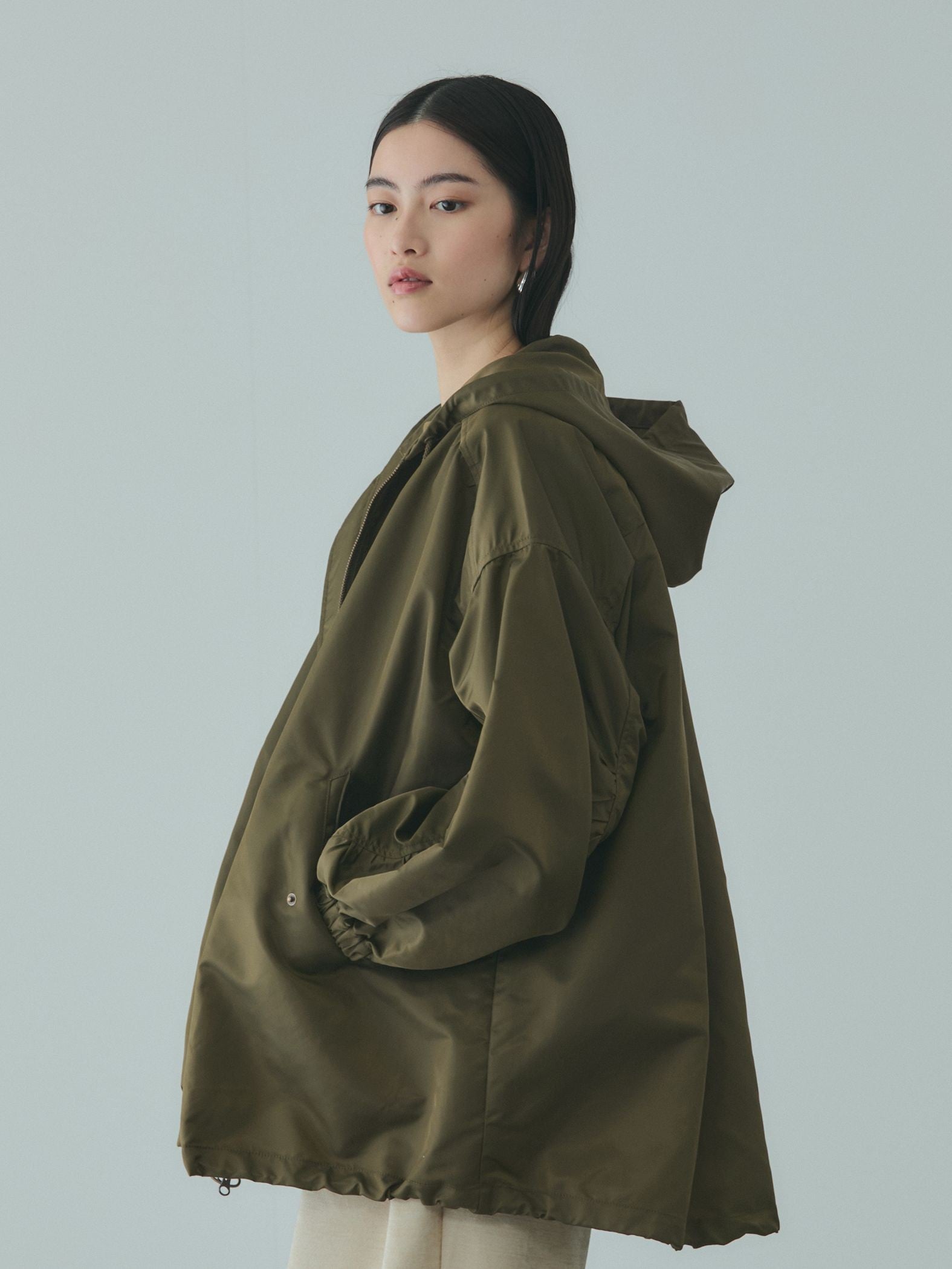 ボアライナー付きナイロンフーディブルゾン≪洗濯機で洗える≫