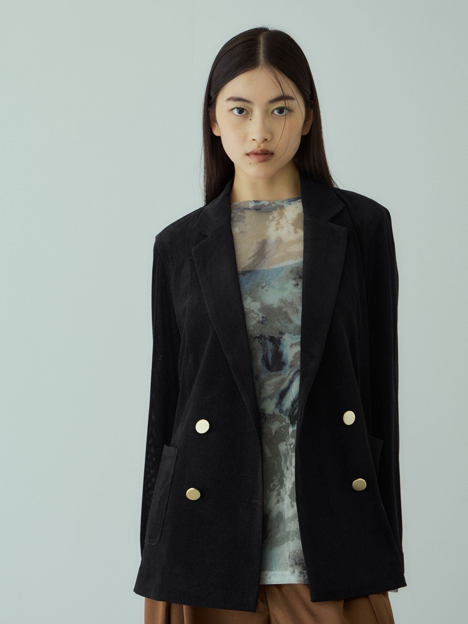 ニュアンスアート柄シアープルオーバー≪手洗い可能≫