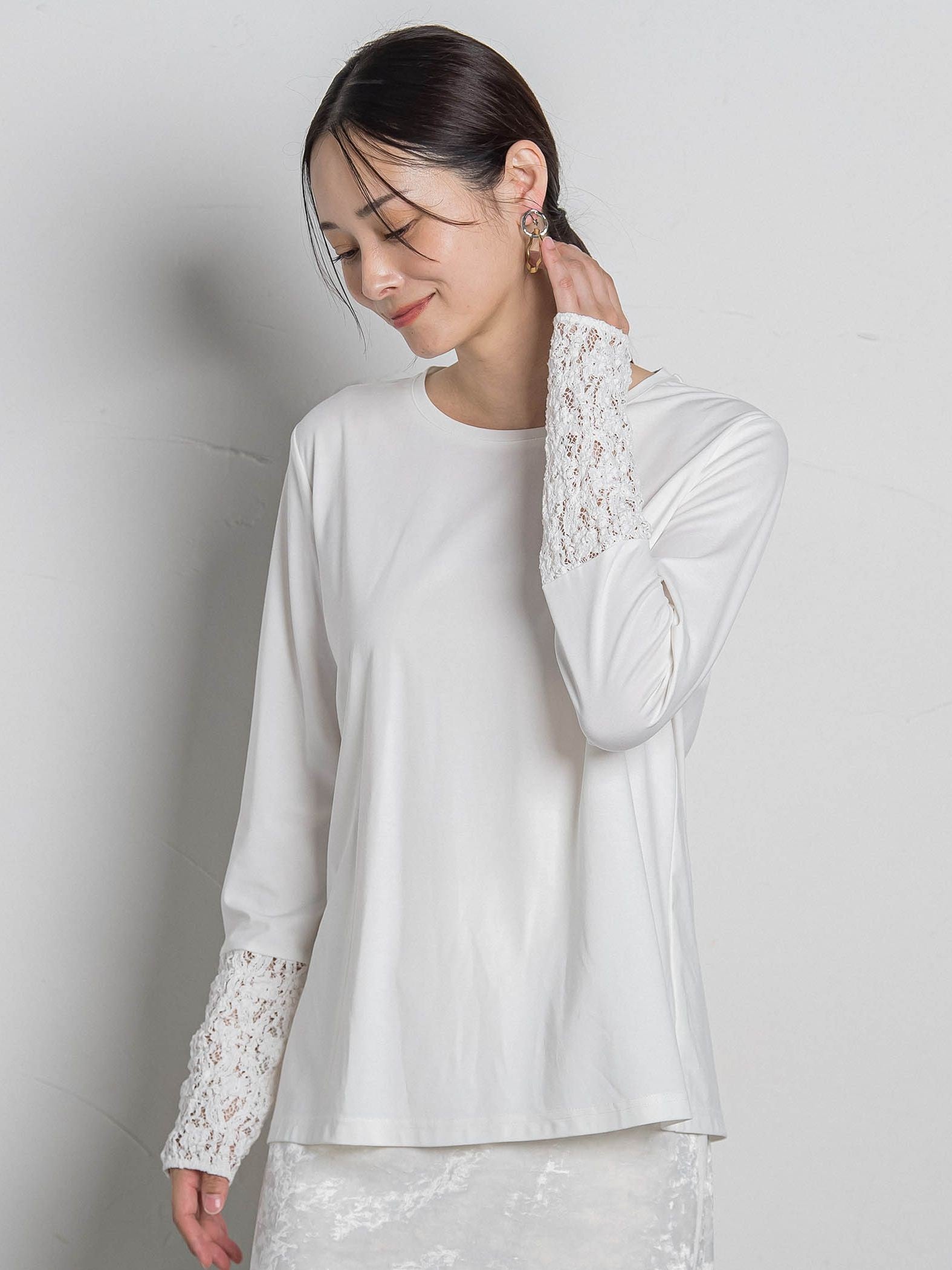袖レースインナーカットソー