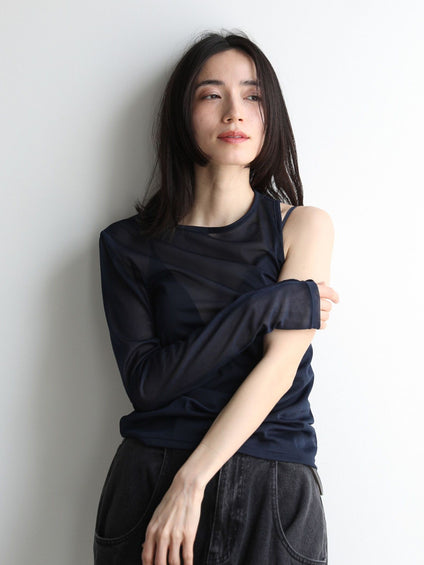 Layered sheer tops【日本製】≪手洗い可能≫