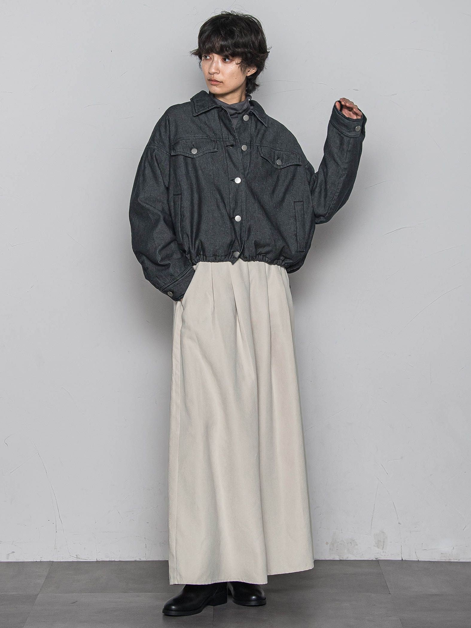 中綿デニムジャケット≪洗濯機で洗える≫