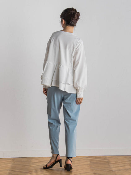 【WEB限定】サークルストレッチテーパードパンツ≪洗濯機で洗える≫