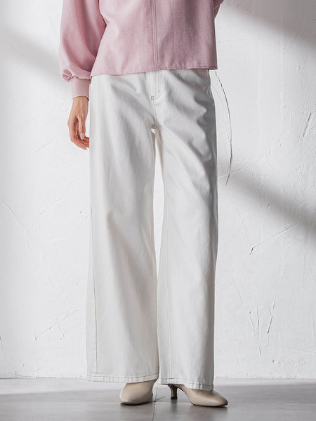 デニムワイドパンツ≪洗濯機で洗える≫