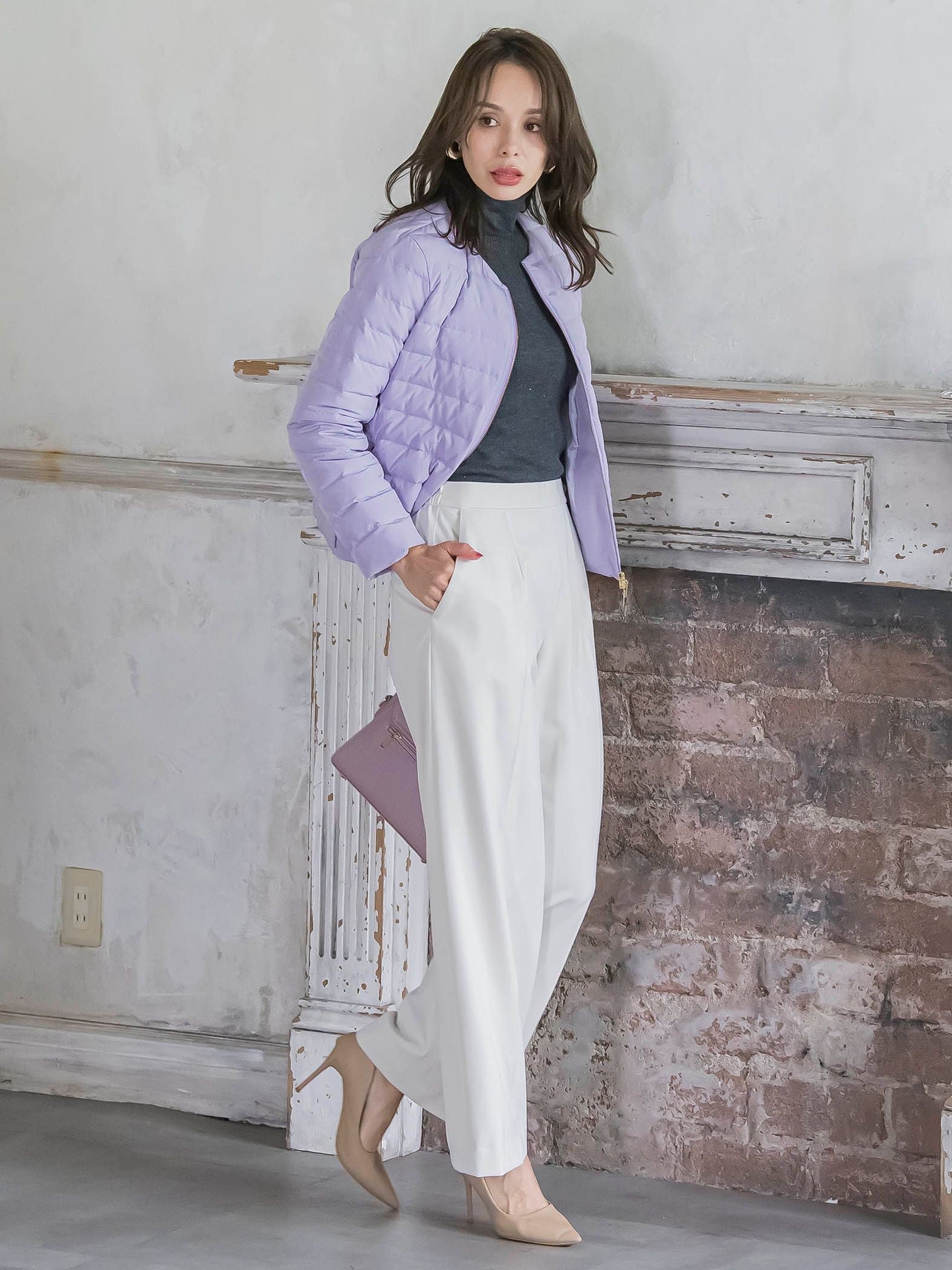 キラキラボタンワイドパンツ≪手洗い可能≫