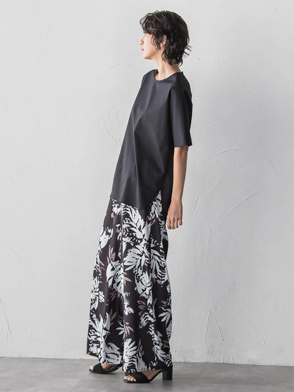 【大きいサイズ】バックサテン切り替えスムースカットソー