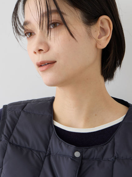 【TAION】ベーシッククルーネックボタン インナーダウンベスト
