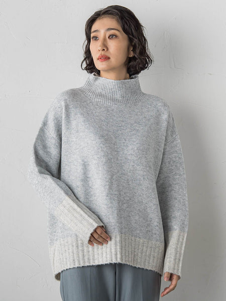 【WEB限定】”ふんわり配色の”もっちりハイネックニット