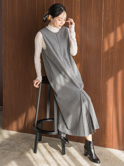 裏起毛サキソニーワンピース≪手洗い可能≫