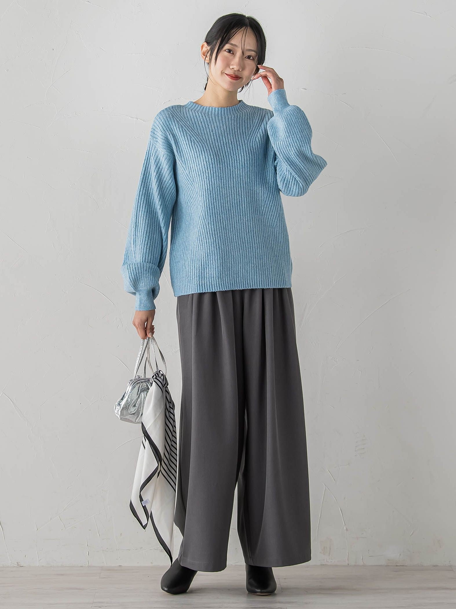 【WEB限定カラーあり】ラメボトルネックプルオーバー≪手洗い可能≫