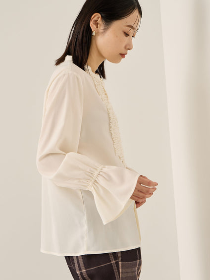 ポライトジョーゼットフリルブラウス≪手洗い可能≫