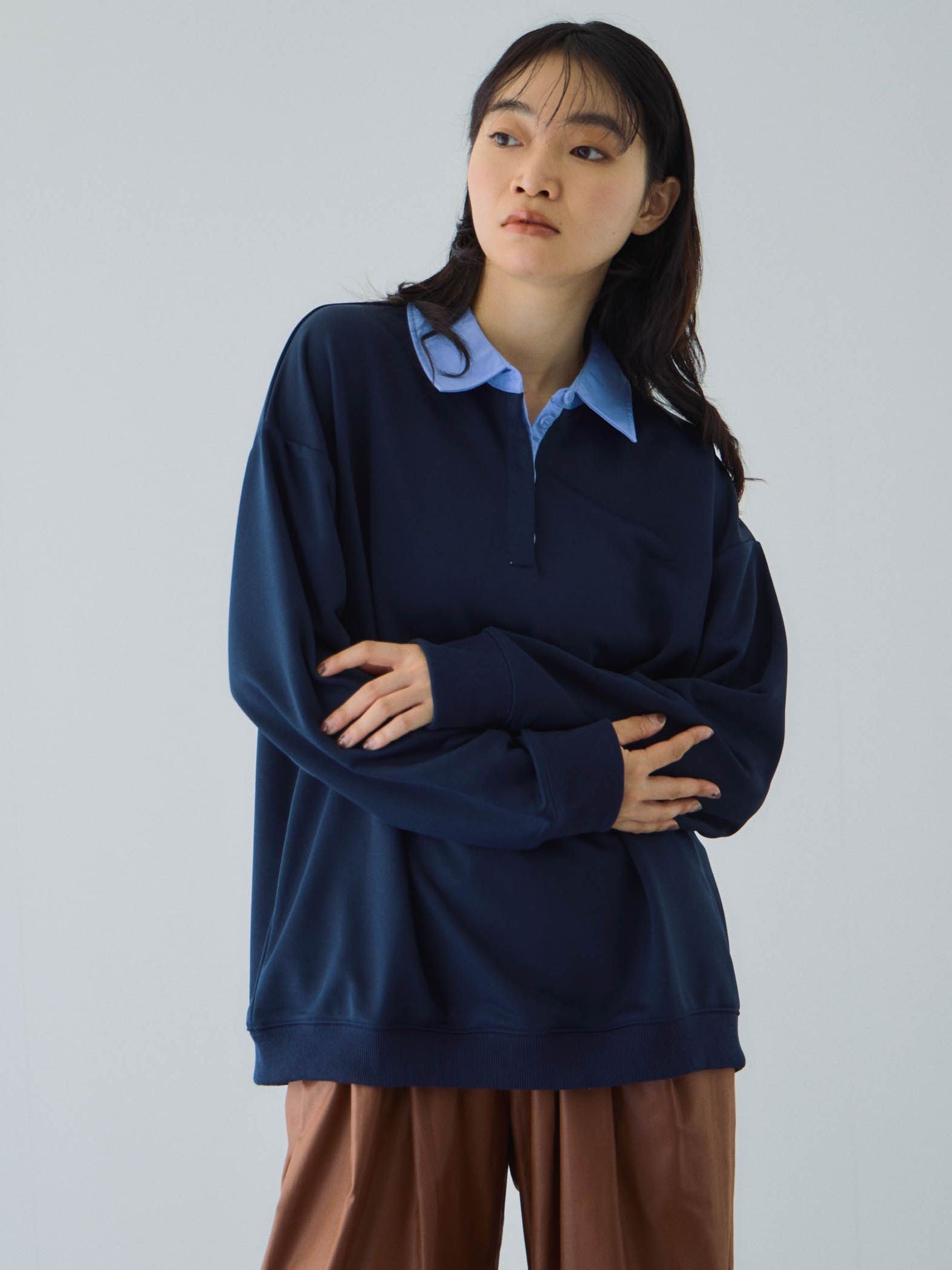 配色ポロスウェットプルオーバー≪セットアップ対応/手洗い可能≫