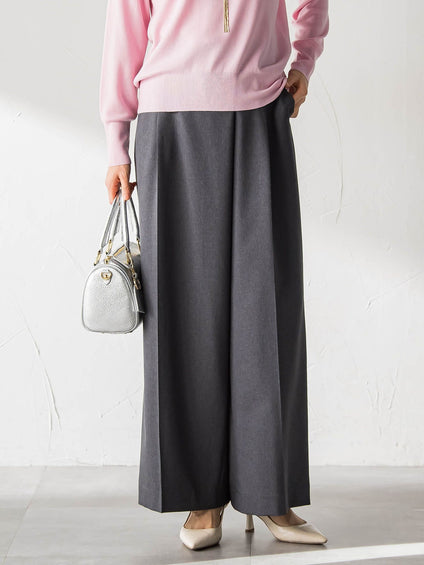 ソフィーツイルストレッチワイドパンツ ≪洗える≫