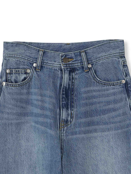 カーブデニムパンツ≪洗濯機で洗える≫