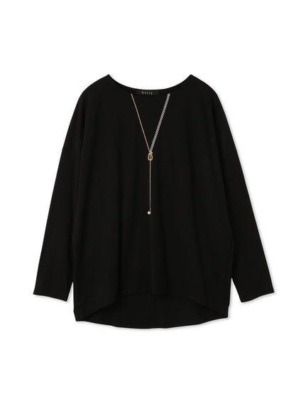 ネックレス風アクセントプルオーバー≪手洗い可能≫