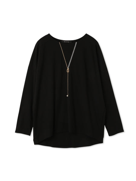 ネックレス風アクセントプルオーバー≪手洗い可能≫
