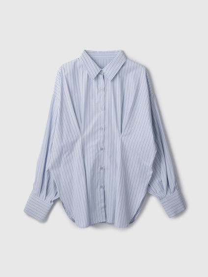 《きちんと映え》ストライプウエストタックシャツ