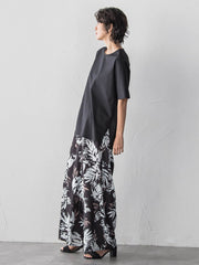 バックサテン切り替えスムースカットソー