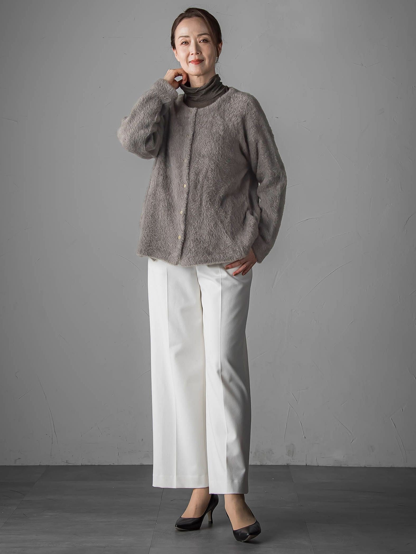 【大きいサイズ】フェザーヤーンニットカーディガン