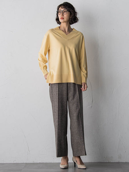 【大きいサイズ】ウールラメシャンブレーパンツ